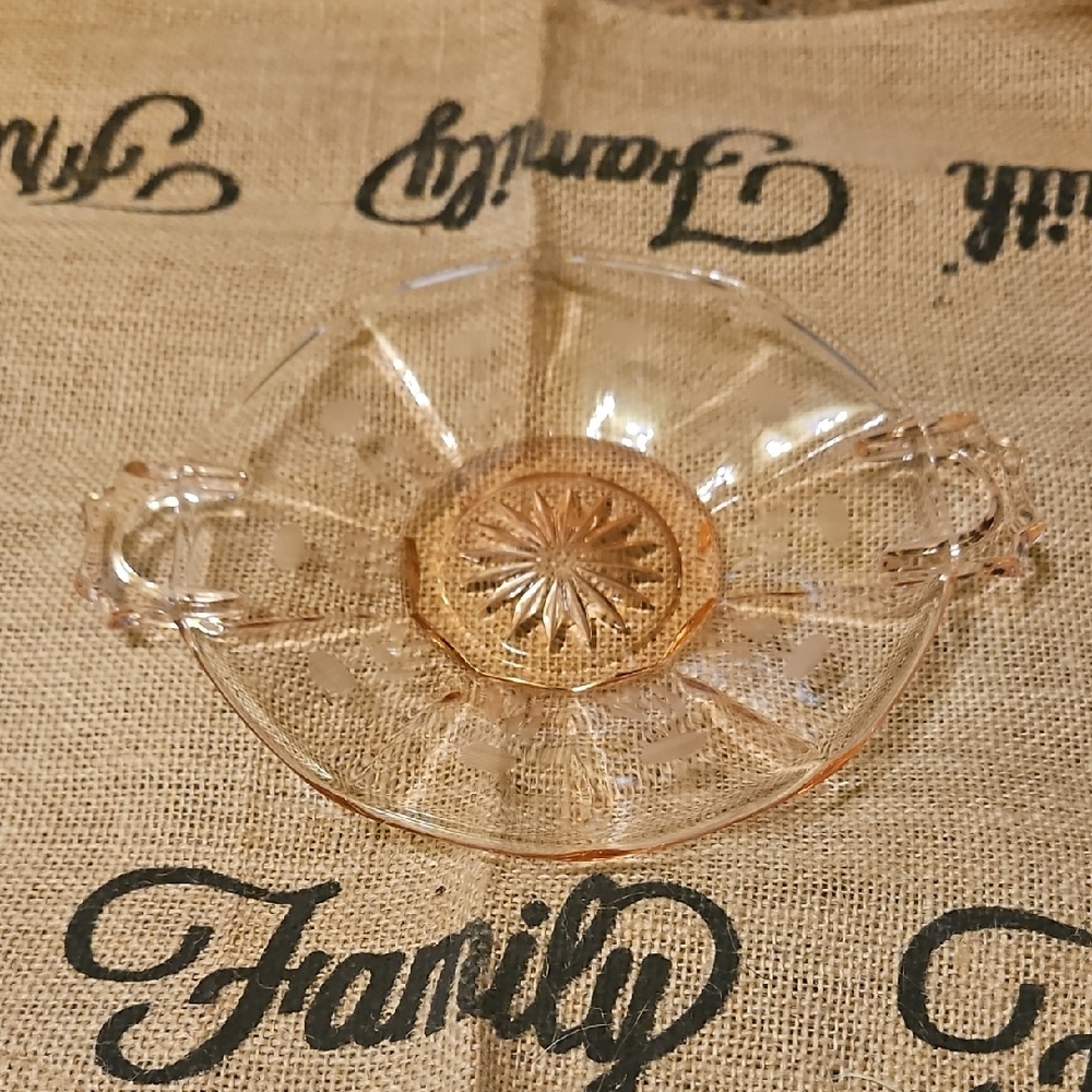 Vintage Pink Depression Glass Two Handled Candy/Nut/Trinket Dish